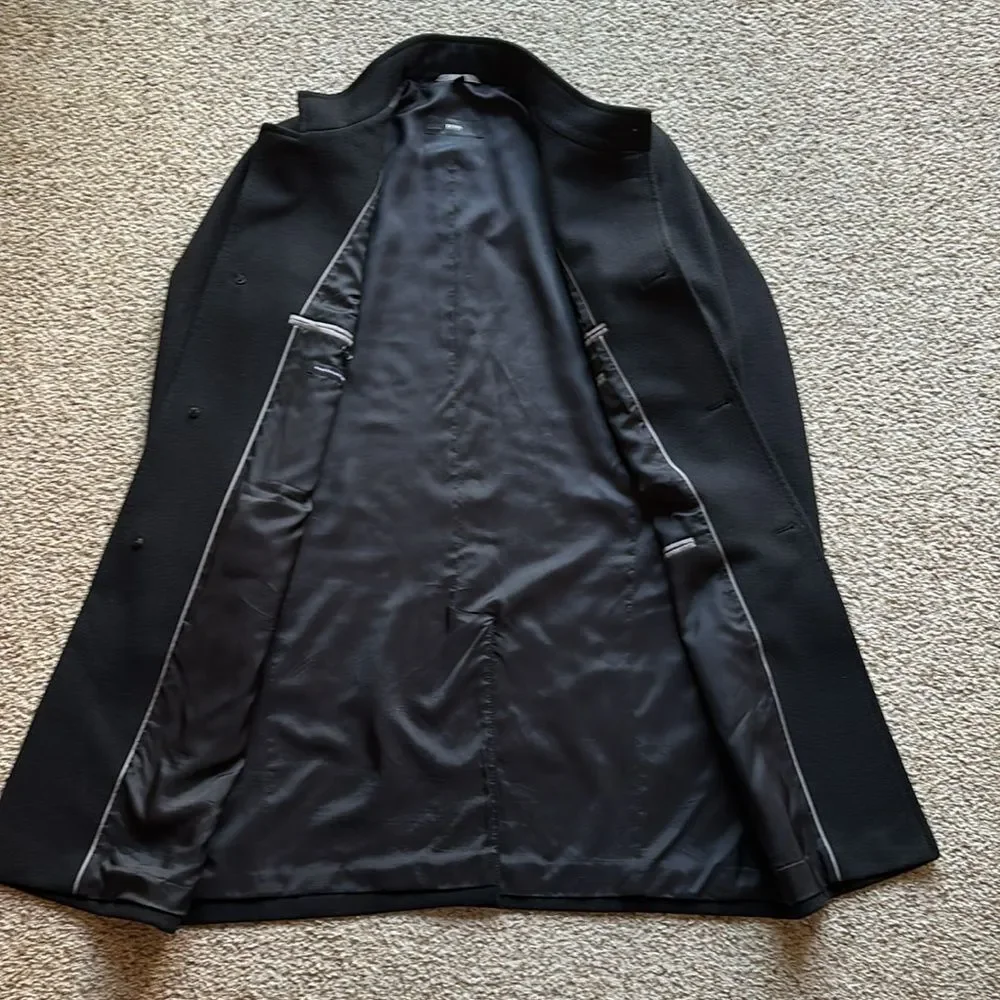 Hugo Boss Men’s The Syntrax3 Black Wool Overcoat Top Coat 42 R Medium/Large